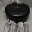 13in Small Foot Stool Ottoman, Round Faux Leather Foot Rest, Footstool Ottomans with Rubber Legs Under Desk, Footrest for Couch, Living Room, Bedroom, Office, 13''L x 13''W x 10.2''H, Black