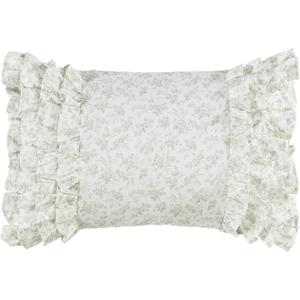 Laura Ashley Throw Pillow Cotton Envelope Closure, Elegant Home Decor for Couch or Bed, 14" x 20", Harper Pale Green