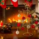 2 FT Jesus Iron Christmas Tree Ornament Display Stand with Hanger Hook Metal Ornament Display Tree Stand Hanger for Jesus Christmas Balls Bauble Decorations Gift Craft Tabletop (Gold)