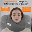 Travel Neck Pillow 3 in 1 with Heating and Massage, Memory Foam Cervical Pillow, 360º Ergonomic Design, Asymmetrical Sides Wireless Portable for Airplane Car Office, Skin-Friendly Cover