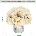 Flower Table Centerpieces - Set of 6 Floral Arrangement Artificial Wedding Hydrangeas Floral Arrangement with Rustic Metal Vase for Bridal Tea Party Event Decorations - Champagne