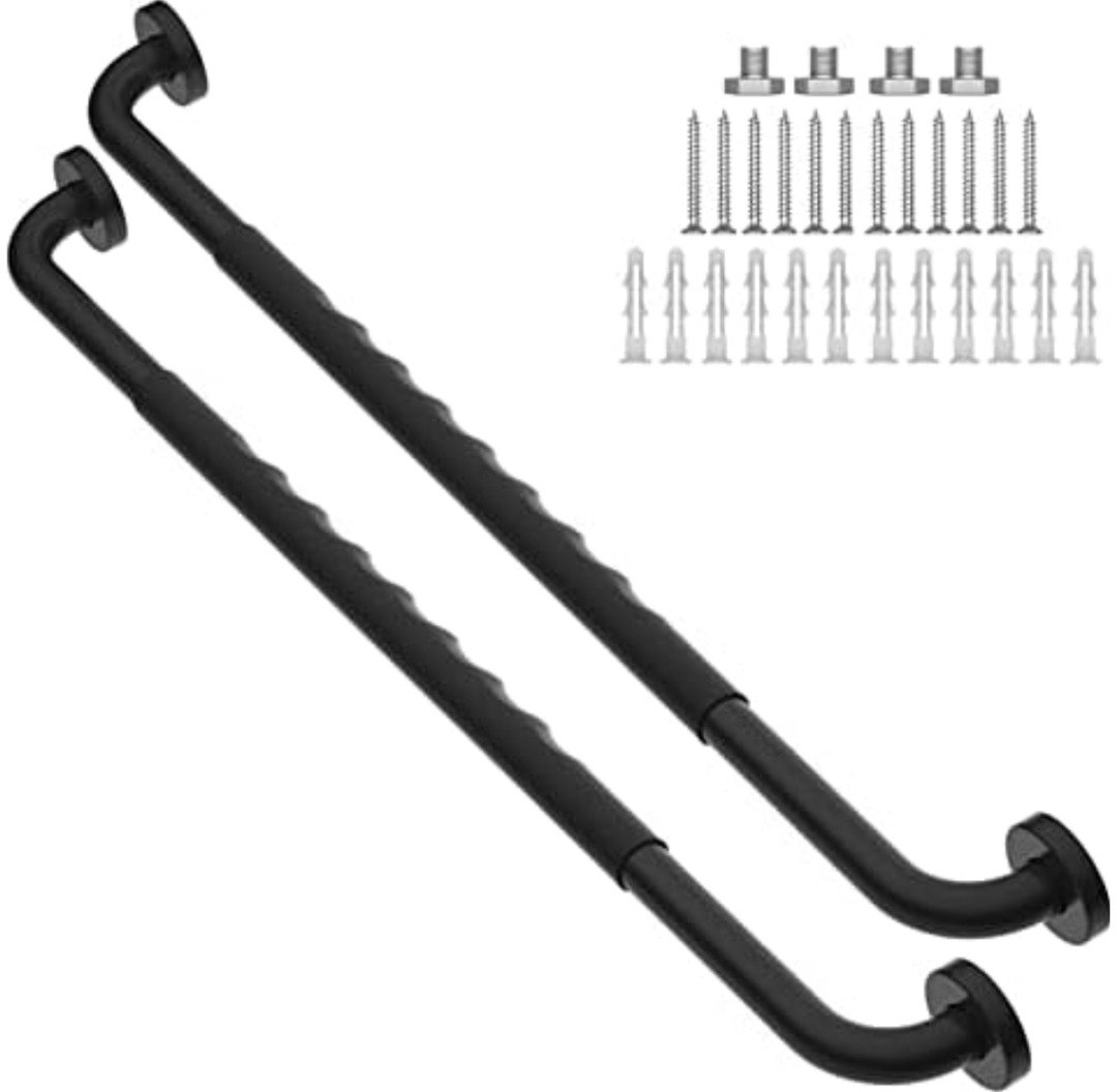 2 Pack 32 Inch Anti-Slip Shower Grab Bars w/Rubber Grip, iMomwee Stainless Steel Bathroom Wall Mount Matte Black Grab Bar Handle, Safety Balance Handrail, Handicap Elderly Senior Assist Bath Handle
