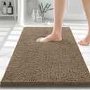 Smiry Luxury Chenille Bathroom Rugs 30x20, Extra Soft and Absorbent Shaggy Bath Mat, Machine Washable, Non-Slip Plush Carpet Runner for Tub, Shower, and Floor, Home Decor Accessories, Camel