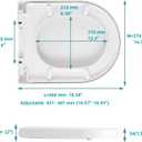 D/U Shape Toilet Seat, Soft Close and Quick-Release for Easy Cleaning Toilet Seat Cover, Stable Hinge Design to prevent shifting -White Elongated Toilet Lid