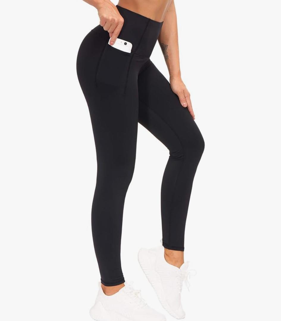 THE GYM PEOPLE Tummy Control Workout Leggings with Pockets High Waist Athletic Yoga Pants for Women Running, Fitness.S