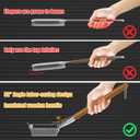 HOUSE AGAIN Grill Brush Bristle Free, 304 Stainless Steel Food-Grade Brush Head with Scraper, Safe BBQ Outdoor Grill Cleaning Brush Strong Barbecue Brush Cleaner Non Wire for Grill Grate/Wooden Handle