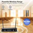 Aokeo Wireless Microphone System, Metal Wireless Mic Set with Case,Handheld Cordless Dynamic Microphones for Singing, Karaoke, Church, DJ,100ft Range
