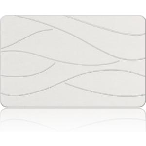 Veeloim Stone Bath Mat Diatomaceous Earth Shower Mat Non-Slip Super Absorbent Diatomite Stone Bath Mats for Bathroom Floor Quick Drying Natural Easy to Clean(23.6''×15.4" White)