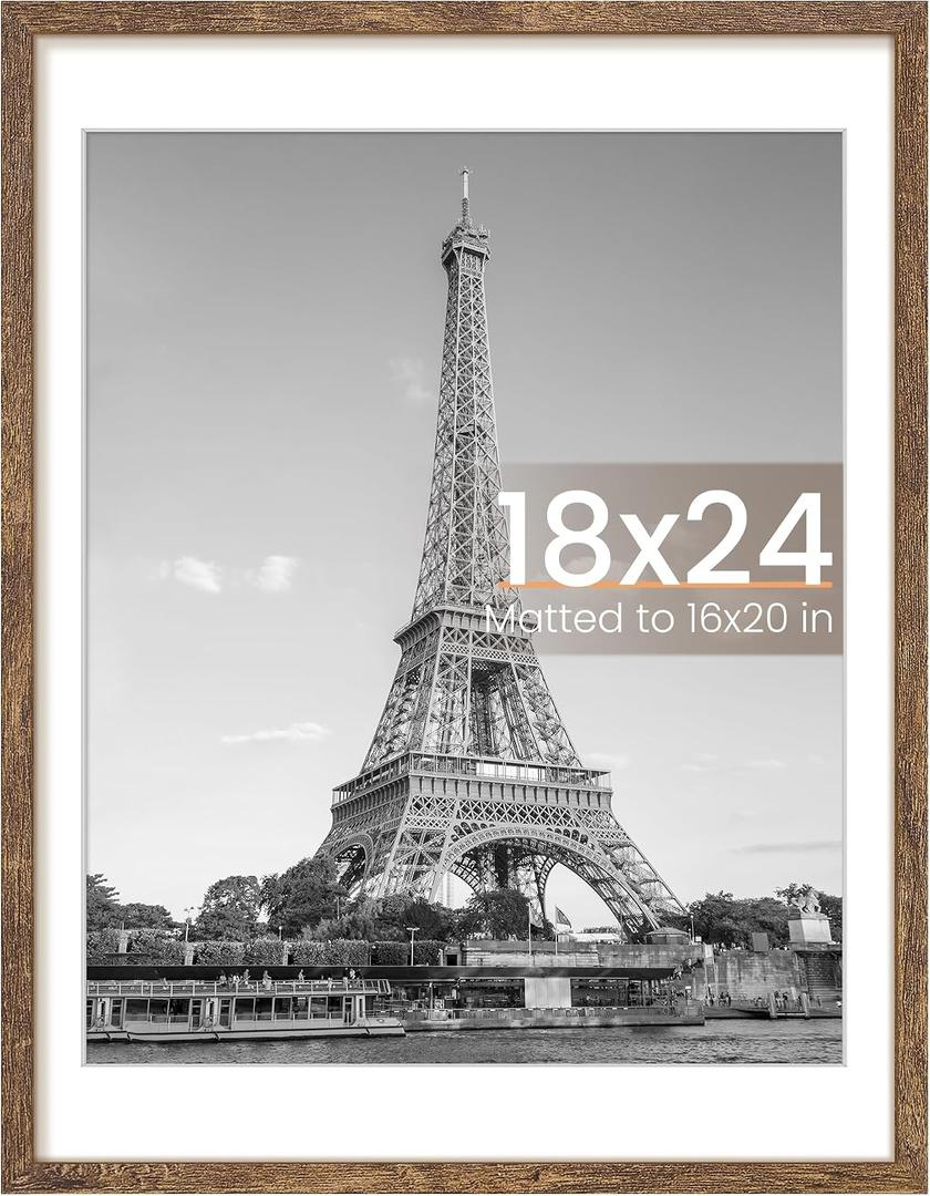 upsimples 18x24 Picture Frame, Wall Decor Poster Frames, Rustic Brown 1Pack