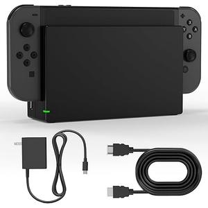 Dock Station for Nintendo Switch/Switch OLED, Replacement 3-in-1 TV Dock Set with Original IC Module, AC Charger & High-Speed HDMI Cable for 1080P HD Output Not Compatible with Switch 2