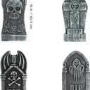 TOYMYTOY Halloween Foam Graveyard Decorations - Outside Tombstones & Yard Signs (4 Pack), RIP Gravestone & Haunted House Decorations