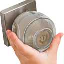 Child Safety Door Knob Cover (4 Pack) Hard-to-Remove Dual-Lock Door Handle Covers for Kids - Reusable Baby Proof Door Knob Locks - Installs Easily, No Tools Needed (Transparent)