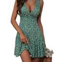 FENSACE Women's Clothing Summer Sleeveless Wrinkle Free Beach Vacation Tropical Dress(Green Leaves-58,X-Large) (XL)