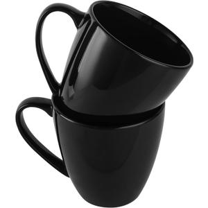 39oz Large Coffee Mug Ceramic Tea Cup for Office and Home Big Capacity with Handle set of 2(black)