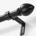 LLPJS Curtain Rods for Windows 16 to 48 inches, Curtain Rod Max Adjustable Length to 60 in, Drapery Rod 1 inch Diameter with Modern Knobs Finials (Black, 16" to 48" - Set of 1)