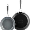 GreenPan Swift Healthy Ceramic Nonstick, 8" and 10" Frying Pan Skillet Set, Stainless Steel Handles, PFAS-Free, Dishwasher Safe, Oven Safe, Black