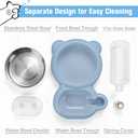 Juego de cuencos para perros, comida y agua para gatos con dispensador de agua y cuenco de acero inoxidable para gatos y perros pequeos, color azul claro