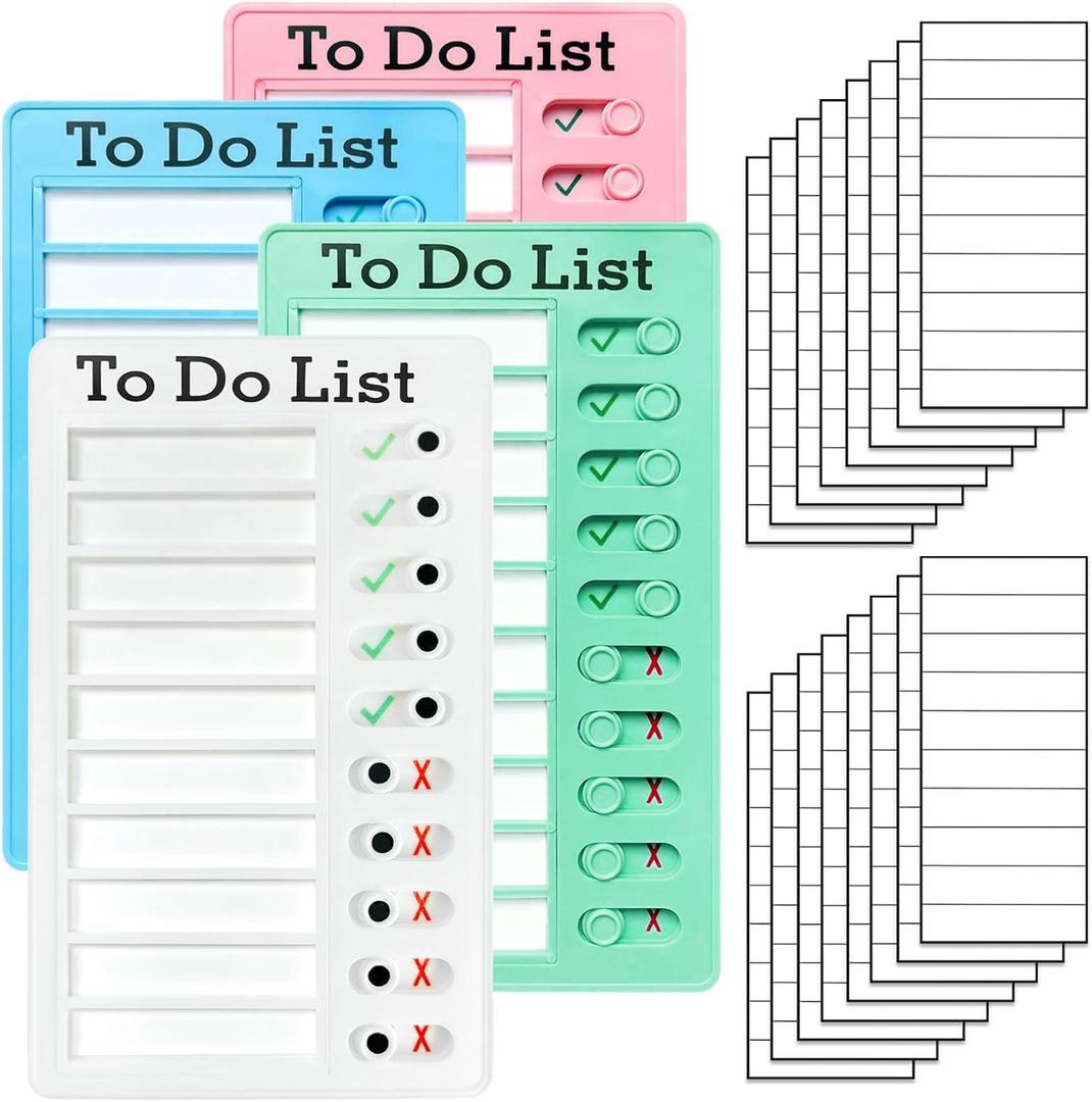 4 Pieces Chore Chart for Kids Multiple Kids - Sliding Routine Chart: Reusable to Do List, RV Checklist, Planning Board, Visual Schedule, and Reminder (Multicolored)