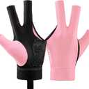 Billiards Glove Professional 3-Finger Pool Glove for Left Hand, Snooker Cue Gloves for Men and Women (Small, Light Pink)
