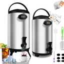 Insulated Beverage Dispenser 3.2 Gallon - Thermal Hot Beverage Dispenser for Parties, Hot Drink Container with Spigot for Water Coffee Tea Milk Cocoa, Silver, 2 Pack, Non-Electric,New