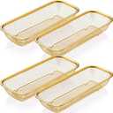 4 Pcs Gold Kitchen Drawer Baskets Stainless Steel Storage Container Mesh Storage Golden Utensil Holder Wire Basket Stackable Drying, 12 x 5 x 2 Inch