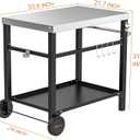 onlyfire Movable Stainless Steel Dining Cart Table, Pizza Oven Table with Propane Tank Holder, Heavy Duty Utility Cart on Wheels for Outdoor Kitchen, BBQ Grill, Patio, 33.6 x 21.7 Workstation