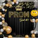 Prom Backdrop 71x82.7 Inch Black and Gold Prom Send Off Banner with 32.8ft Ribbon, Elegant Prom Party Decorations, Photo Booth Backdrop for High School Prom, Graduation, and Senior Send-Off