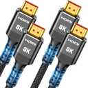 Highwings 8K HDMI 2.1 Cable 2-Pack 15FT, Slim Ultra High Speed HDMI Braided Cord-48Gbps,4K@120Hz 8K@60Hz, HDCP 2.2&2.3, Dynamic HDR,eARC,DTS:X,RTX 3090,Compatible with Roku TV/HDTV/PS5/Blu-ray (Black)