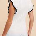 Saodimallsu Womens Summer Sleeveless Sweaters Vest Slimming Crewneck Cable Knit Ruffle Sweater Tank Tops Casual Work Tops (X-Large, White)