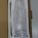 2 Packs Ribbed Glass Tumbler with Lid and Straw 16 oz Cute Ice Coffee Cup Set for Smoothie Juice Matcha Tea Latte Cappuccino Espresso Hot Coffe Water Reusable Clear Travel Mug Aesthetic Drinking Mug (Big striped - 2Pcs)