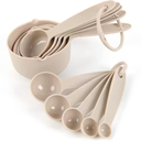 Kitchen Tools Measuring Spoons cups Set colorful handle Teaspoon Coffee Sugar Scoop Cake Baking Cooking Gadgets, Beige