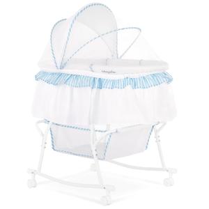 Dream On Me Lacy Portable 2-in-1 Bassinet & Cradle with Full Canopy, Storage Basket, Locking Wheels, Lightweight Frame, BSA Certified, Includes 1” Mattress Pad-Pink an White