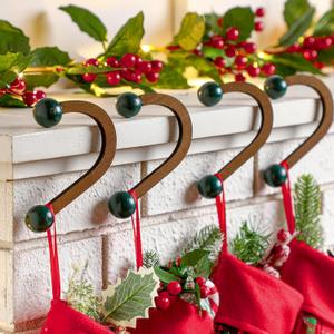 4 Pack Christmas Stocking Holders Lightweight Safe Wooden Stocking Holders for Mantle Christmas Stockings Safely and Securely Stocking Holders Clip for Fireplace Home Xmas Party Decor