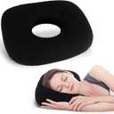 Ear Piercing Pillow for Side Sleepers, Ear Pillows with Holes for Pain, Earring Inflammation Pressure Sores, Cotton Earring Pillow for CNH Side Sleepers with Zipper (Black)