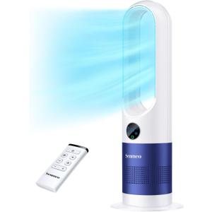 Bladeless Fan, 26" Bladeless Tower Fan with Remote, 8 Speeds, 90 Oscillation, 9 Hour Timer, Large LED Display with Auto Off, Easy to Clean, Standing Floor Fan for Bedroom, Home, Office