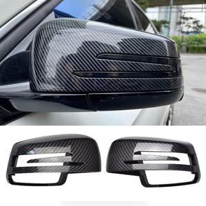 Side Mirror Cap Covers For Mercedes Benz W176 W246 W212 W204 C117 X156 X204 W221 C218 A B C E S CLA GLA GLK Class Black Replace (Carbon Fiber-1)