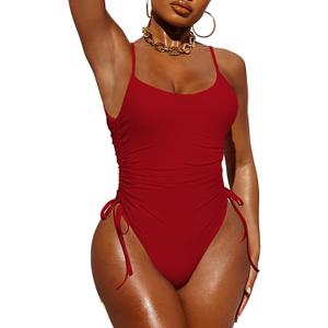 Pink Queen Womens One Piece Swimsuit Ruched High Cut Tummy Control Bathing Suit 2XL