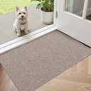 Color&Geometry Ultra Thin Indoor Door Mat 24"x36" (Fold), Non Slip Rubber Backed Dirt Trapper Door Mat Indoor Entrance, Low Profile Entryway Mat, Easy Clean Entry Mat, Khaki