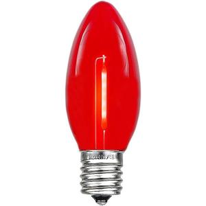 Novelty Lights 25 Pack C9 LED Filament Bulbs, Red Shatterproof Plastic Replacement Christmas Lights, E17 Base for Indoor/Outdoor Strings, Dimmable, 0.6W 10,000 Hour Life