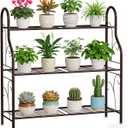 SORCEDAS Plant Stand Indoor Outdoor Plant Shelf 3 Tier Metal Corner Flower Stand Multiple Holder for Patio Garden Balcony Living Room, Bronze