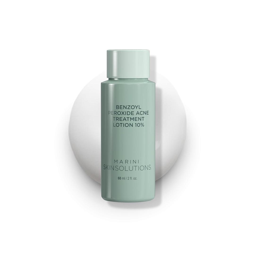 Marini SkinSolutions Benzoyl Peroxide Acne Treatment Lotion 5% - Targets & Treats Acne-Prone Skin - Clears Pores & Excess Oil - Made in the USA - 2 fl oz