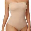 Strapless Shapewear Bodysuit for Women Thong Under Dress Bodysuit Tank Top (Small, Sienna-brief)