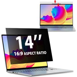 Laptop Privacy Screen 14 Inch 16:9 Aspect Ratio, Laptop Screen Privacy Shield Compatible With Lenovo Hp Dell Acer Asus Thinkpad Envy Xps, Removable Anti Glare Blue Light Computer Filter Protector