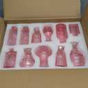 RUCKAE 22 Pack Pink Small Vases Glass Mini Bud Vase in Bulk Vintage Pink Flower Vases for Wedding,Centerpieces Home Decor and Party