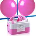 QIPUMP Balloon Pump Electric,110V 600W Balloon Blower Inflator Dual Nozzle Air Pump Balloons Inflator for Decoration, Party, Sport,Gifts:2 Balloon Tying Tools (White and Pink)