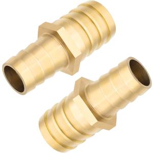 Yoebor Brass Hose Barb Fitting Reducing Union 1" Barbed x 1/2" Barbed Reducer Splice Coupling Mender (Pack of 2)