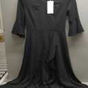 HomRain Women's Wedding Guest Dress Elegant Formal Cocktail Bell Sleeve Dress for Prom Homecoming Tea Party (Black, M)