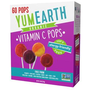 YumEarth Organic Vitamin C Pops Variety Pack, 60 Fruit Flavored Favorites Lollipops, Allergy Friendly, Gluten Free, Non-GMO, Vegan, No Artificial Flavors or Dyes, Best By: 09/OCT/2027