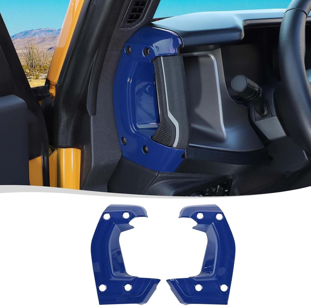 Voodonala for Ford Bronco Center Dash Side Handle Cover ABS Interior Trim Accessories Compatible with Ford Bronco 2021-2023 2&4Doors(Blue,2pcs)
