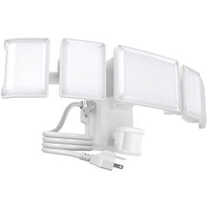 Olafus 180W Motion Sensor Outdoor Light Plug in, 18000LM Motion Flood Light Dusk to Dawn, IP65 Waterproof Exterior LED Security Lights, 5 Heads Motion Detector Yard Lights for Garage Backyard - White